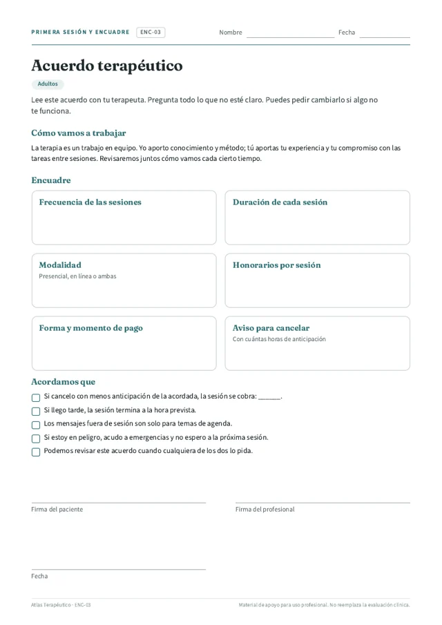 Ficha Acuerdo terapéutico