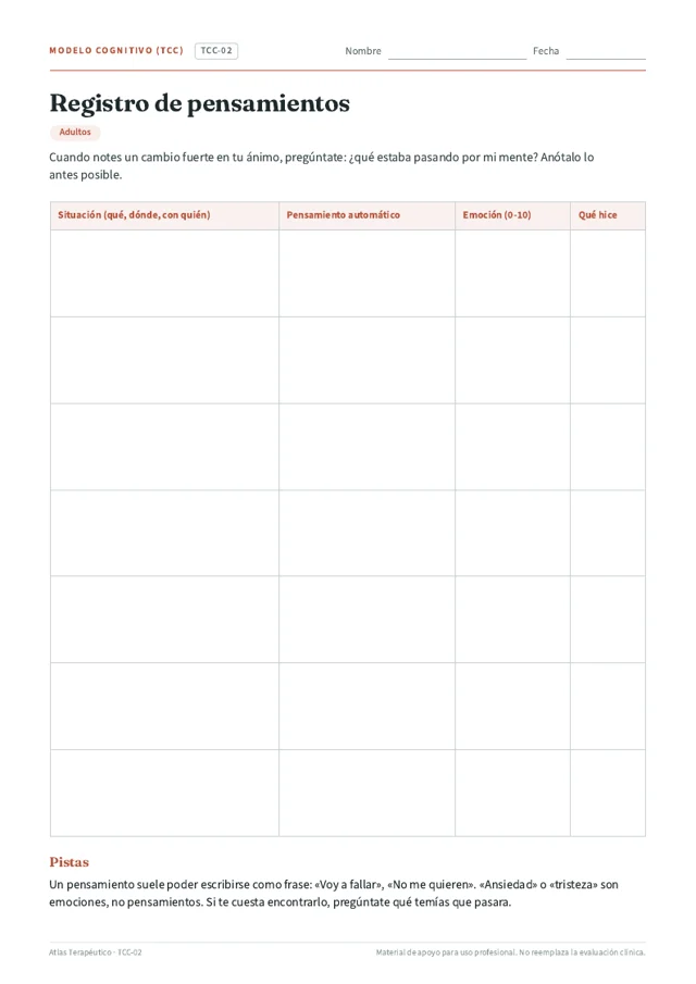 Ficha Registro de pensamientos
